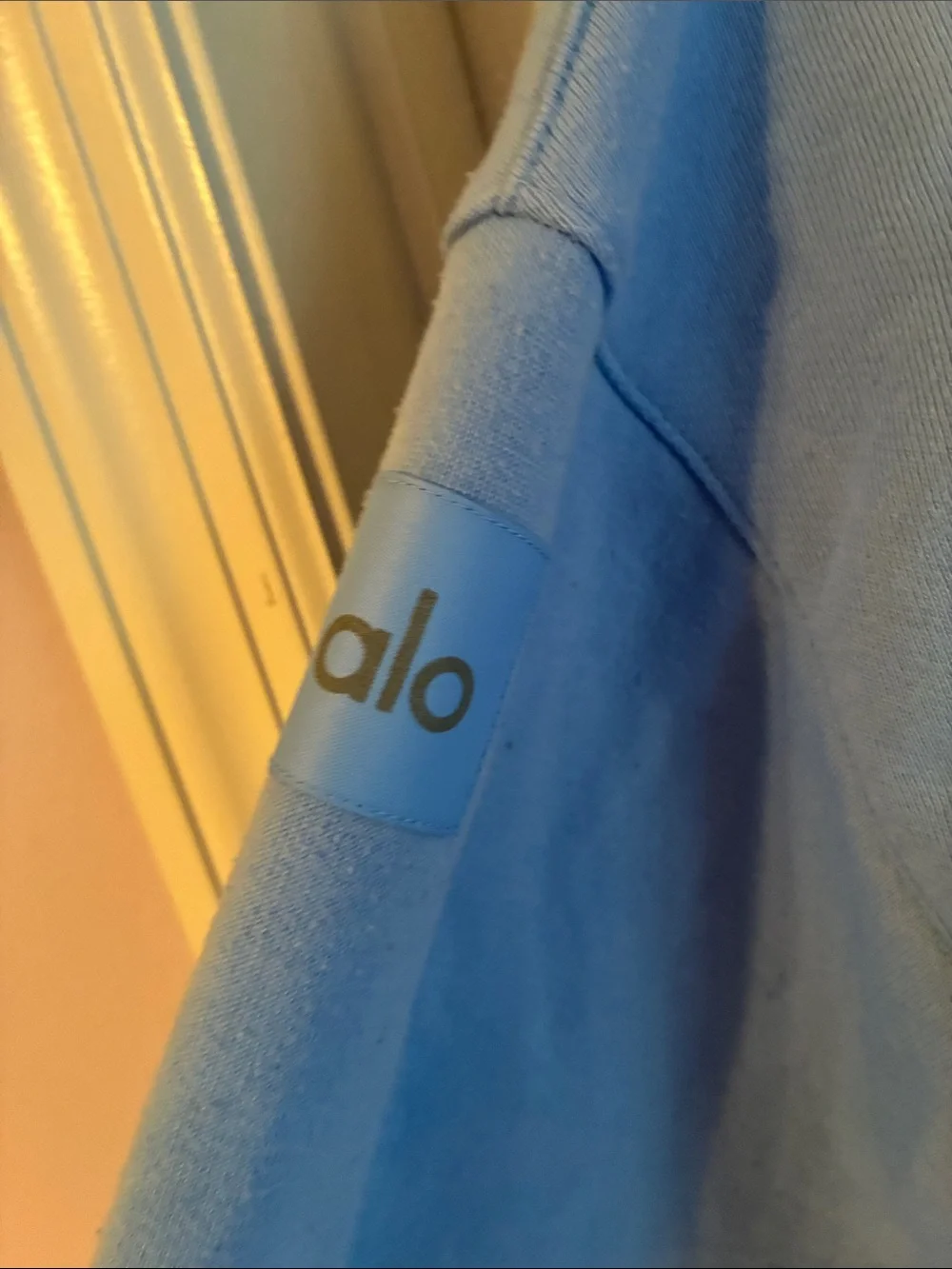 ALO Yoga Polo Henley Oversized Blue Cropped Pullover Sweatshirt XS